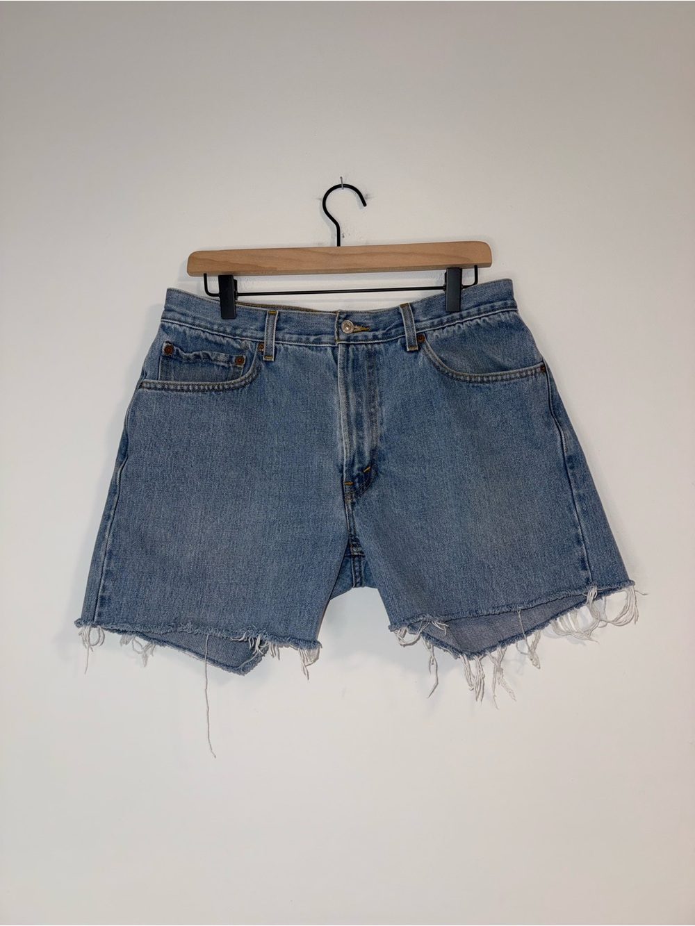 Levi's 505 Blue Denim Upcycled Shorts Sz 34